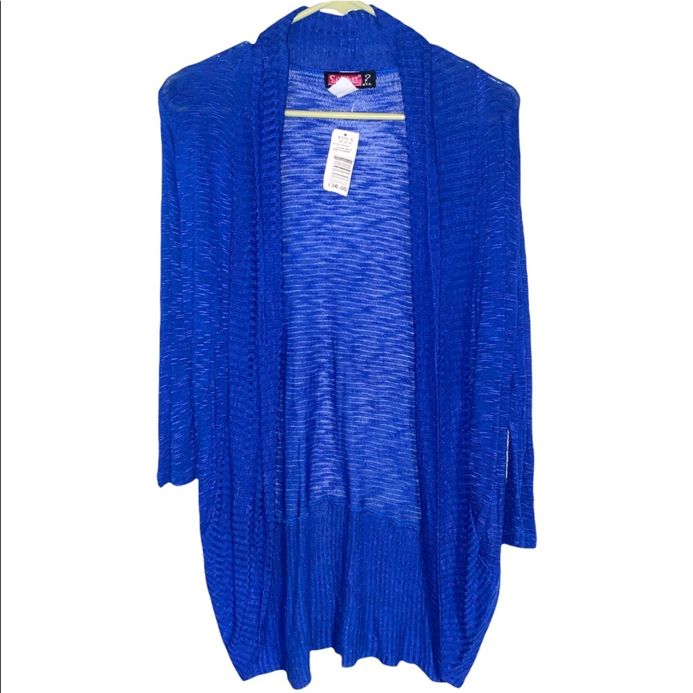 Say What? Blue Long Cardigan - Size XL